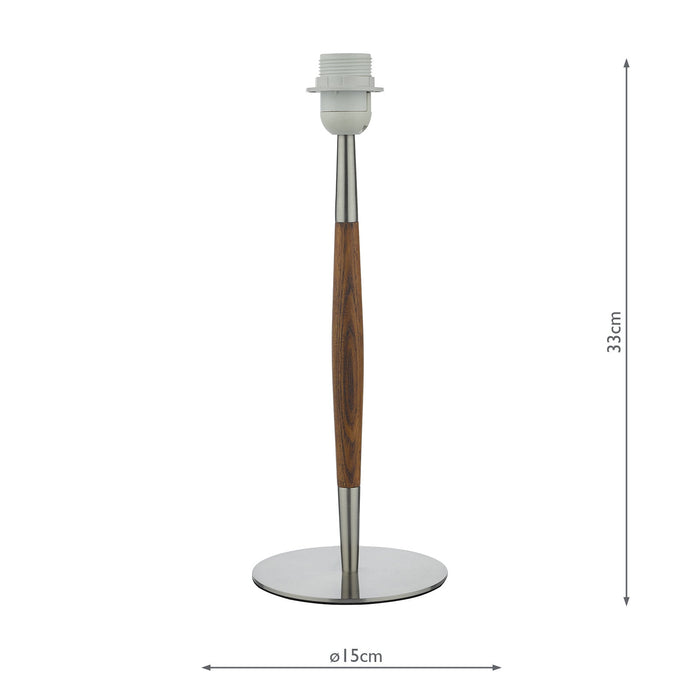 Dar Lighting Detroit Table Lamp Satin Nickel Walnut Detail Base Only • DET4246