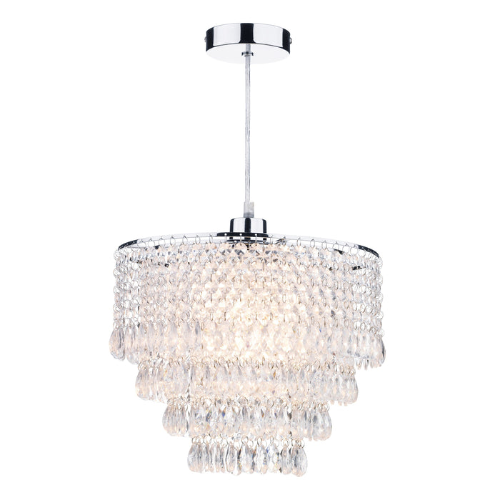 Dar Lighting Dionne Non Elec Pendant Polished Chrome Clear Droppers • DIO6508