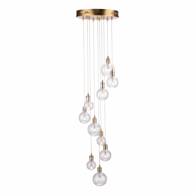 Dar Lighting Dita 10 Light Cluster Pendant Brass & Glass • DIT2342
