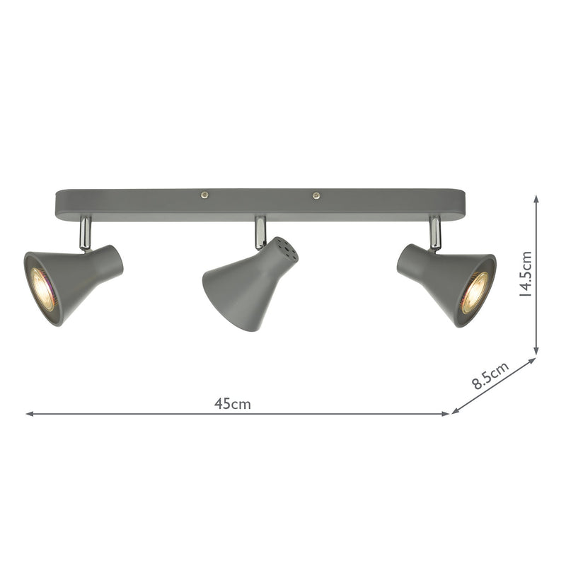 Dar Lighting Diza 3 Light Bar Spotlight Matt Grey • DIZ7339