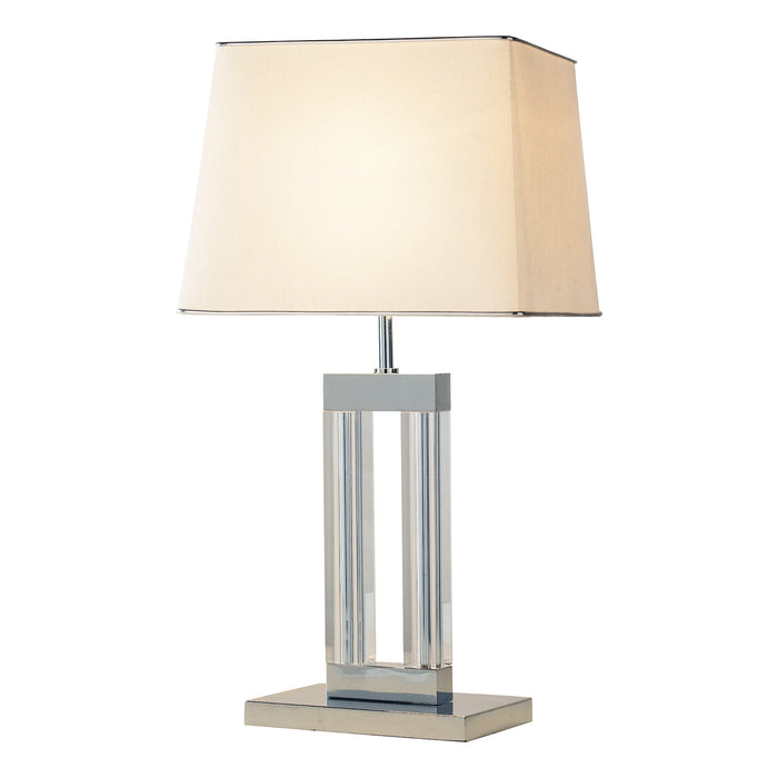 Dar Lighting Domain Table Lamp Polished Chrome Glass With Shade • DOM4050