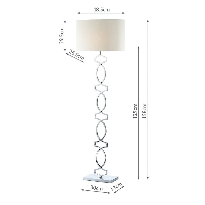 Dar Lighting Donovan Floor Lamp Polished Chrome complete with Shade • DON4950