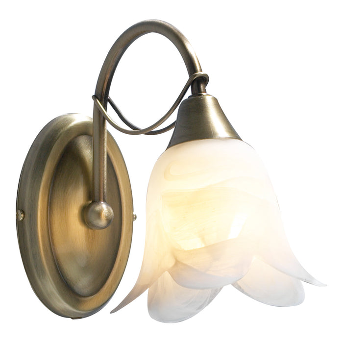 Dar Lighting Doublet Wall Light Antique Brass Alabaster Glass • DOU0775