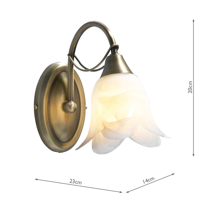 Dar Lighting Doublet Wall Light Antique Brass Alabaster Glass • DOU0775