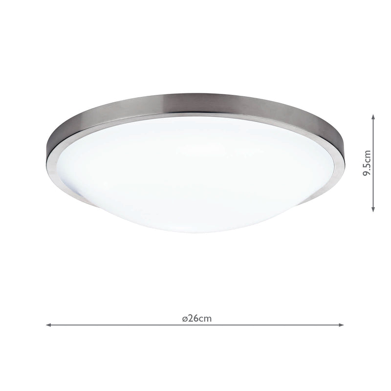 Dar Lighting Dover Bathroom Flush Satin Chrome White Acrylic IP44 • DOV5246
