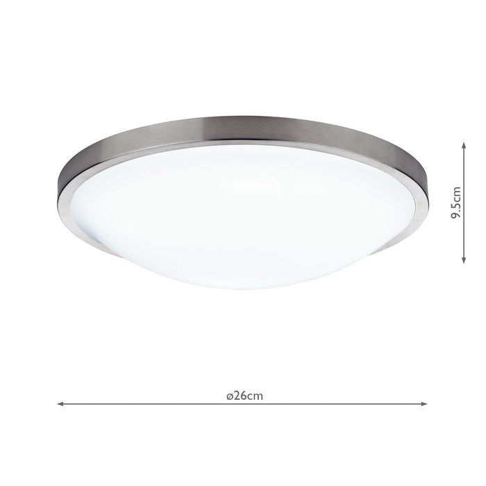 Dar Lighting Dover Bathroom Flush Satin Chrome White Acrylic IP44 • DOV5246