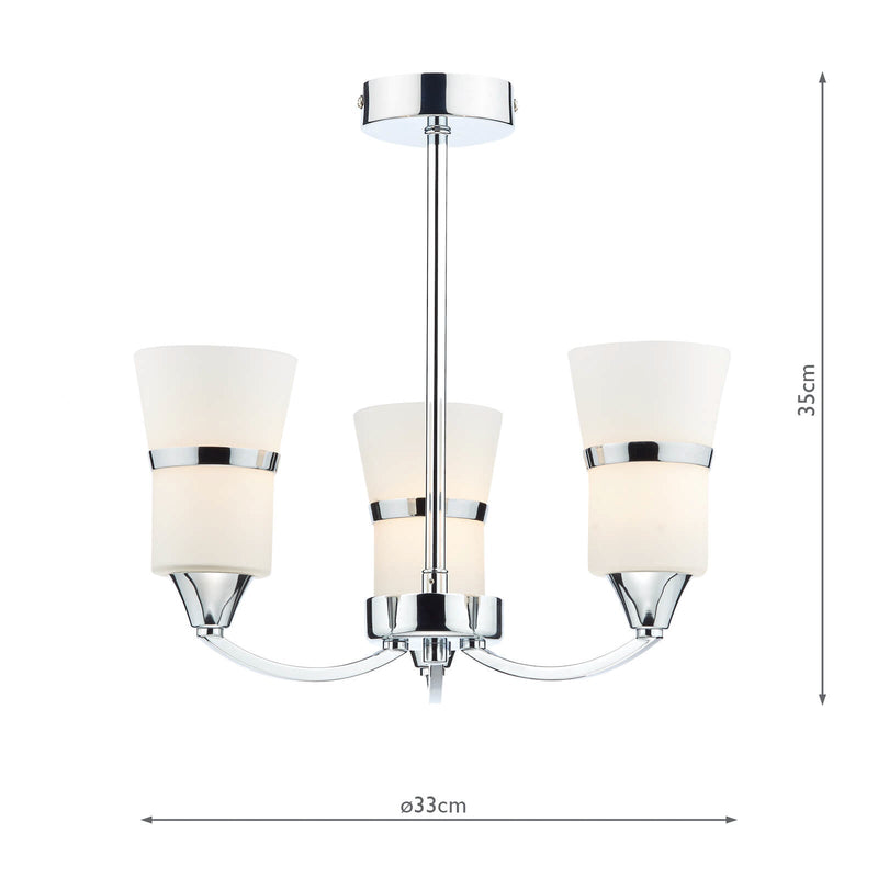 Dar Lighting Dublin 3 Light Semi Flush Polished Chrome Led • DUB0350-LED