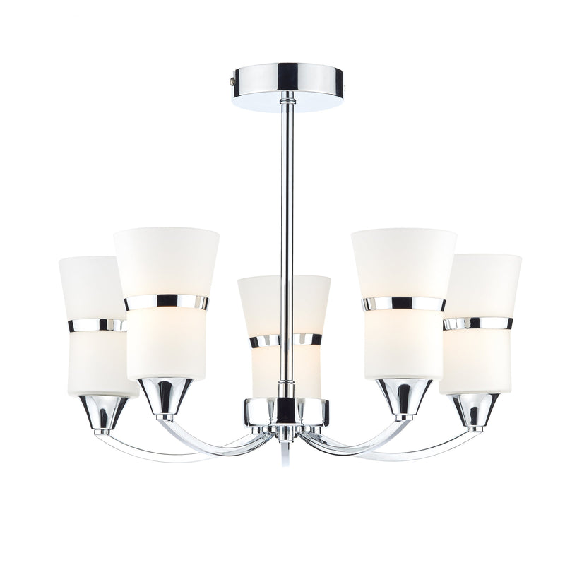 Dar Lighting Dublin 5 Light Semi Flush Polished Chrome Led • DUB0550-LED