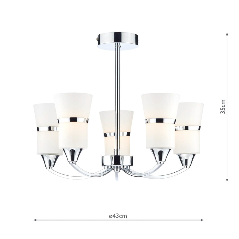 Dar Lighting Dublin 5 Light Semi Flush Polished Chrome Led • DUB0550-LED