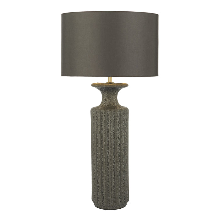 Dar Lighting Dugan Table Lamp Black Volcanic Glaze With Shade • DUG4222-BOK4232RS-X