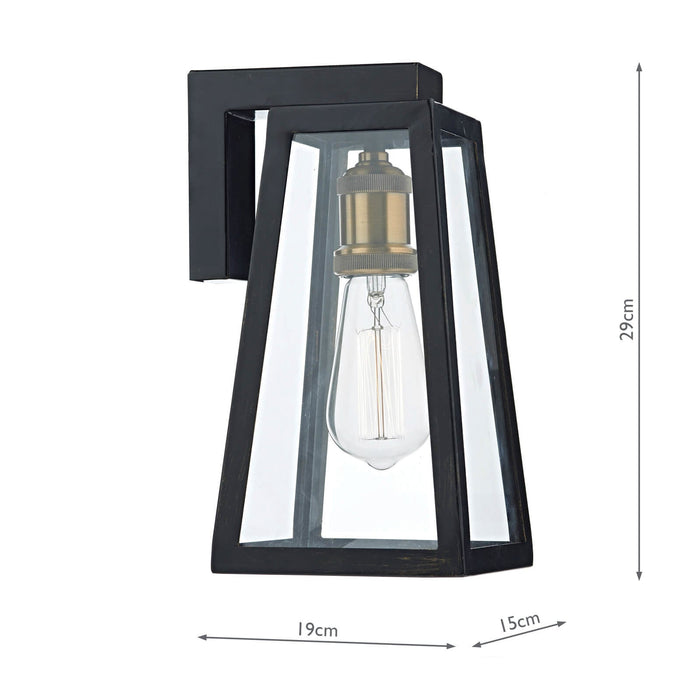 Dar Lighting Duval Outdoor Wall Light Black Glass IP43 • DUV1522