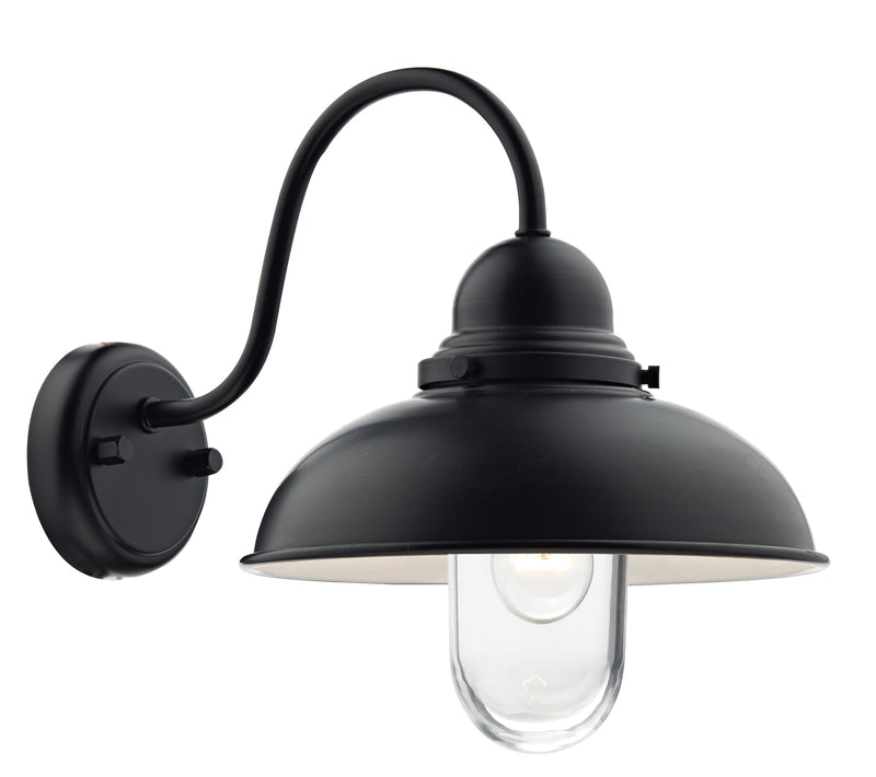 Dar Lighting Dynamo Outdoor Wall Light Matt Black Glass IP44 • DYN0722