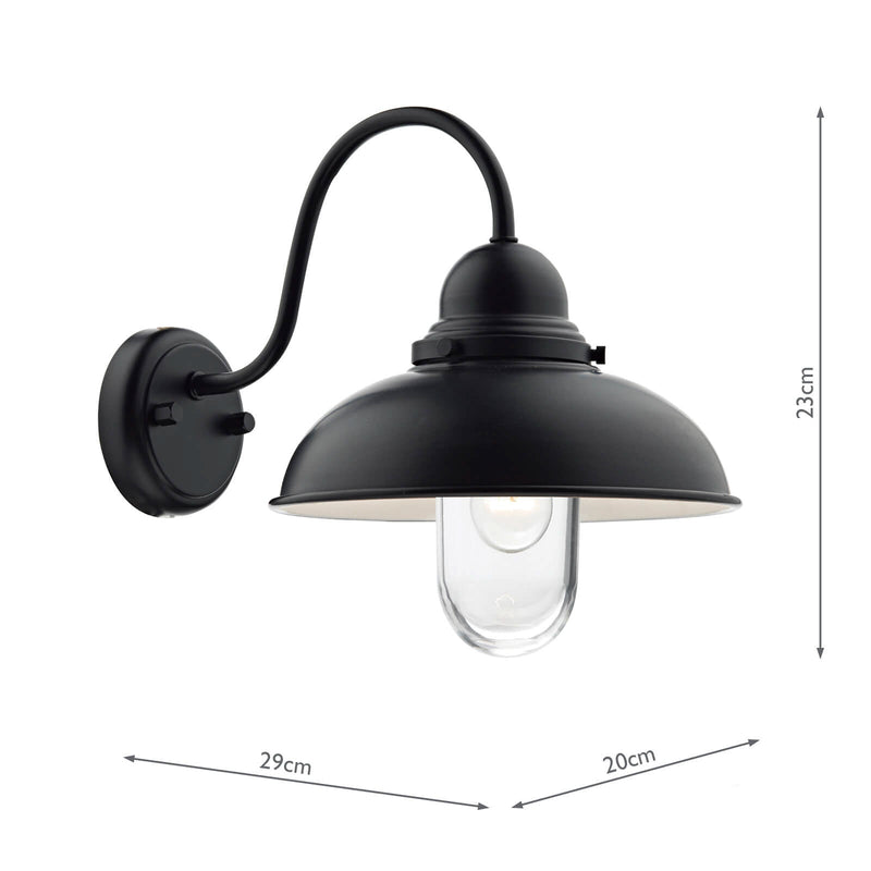 Dar Lighting Dynamo Outdoor Wall Light Matt Black Glass IP44 • DYN0722