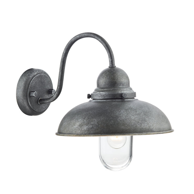 Dar Lighting Dynamo Outdoor Wall Light Aged Iron Glass IP44 • DYN0737