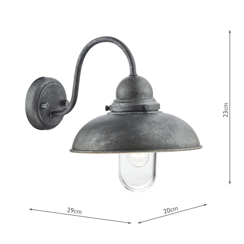 Dar Lighting Dynamo Outdoor Wall Light Aged Iron Glass IP44 • DYN0737