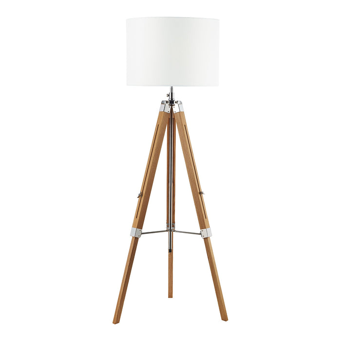 Dar Lighting Easel Tripod Floor Lamp Light Wood Polished Chrome Base Only • EAS4943