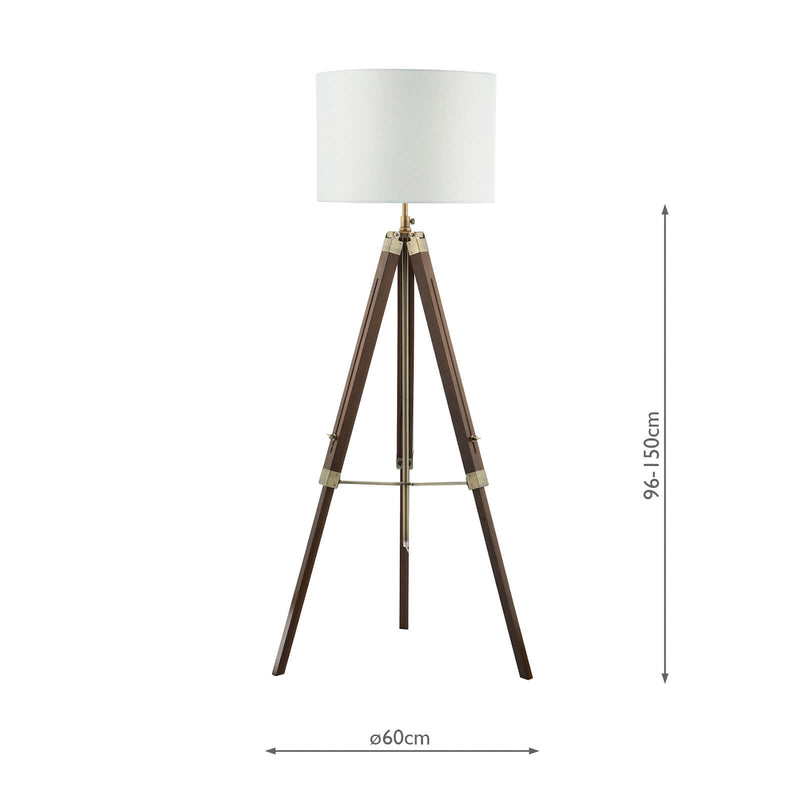 Dar Lighting Easel Tripod Floor Lamp Dark Wood Antique Brass Base Only • EAS4947