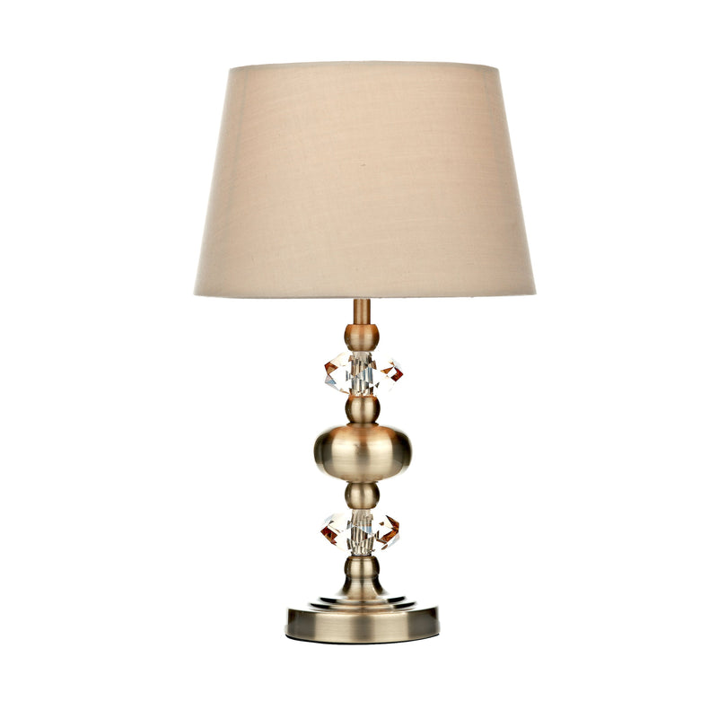 Dar Lighting Edith Touch Table Lamp Antique Brass complete with Shade • EDI4175