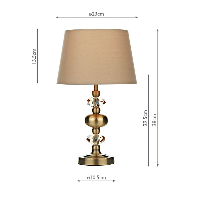 Dar Lighting Edith Touch Table Lamp Antique Brass complete with Shade • EDI4175