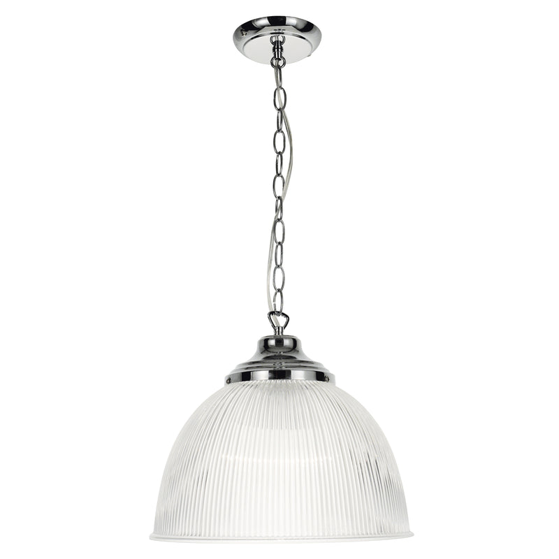 Dar Lighting Edna Pendant Ribbed Glass Polished Chrome • EDN0108