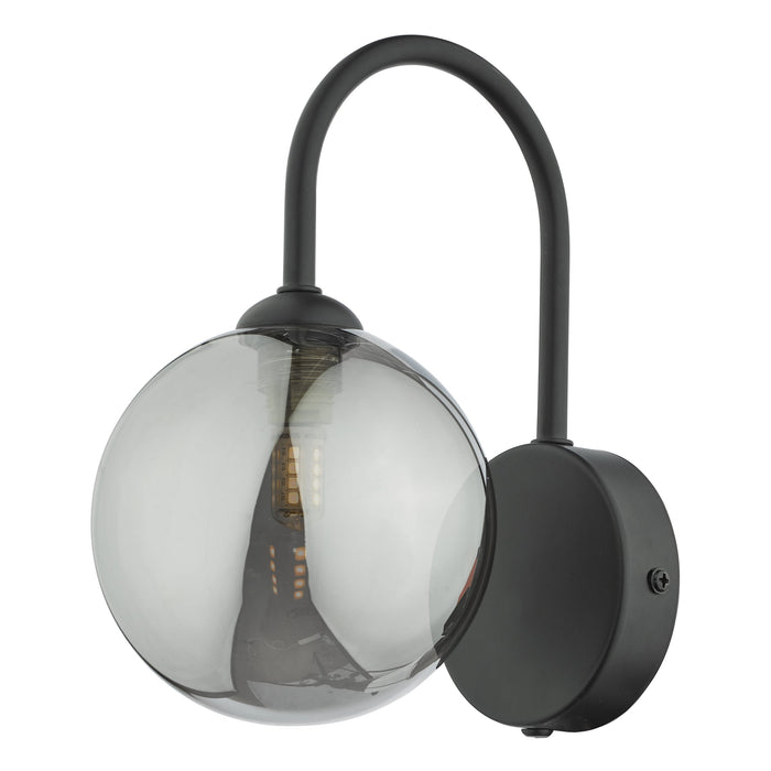 Dar Lighting Eissa Wall Light Matt Black Smoked Glass • EIS0722