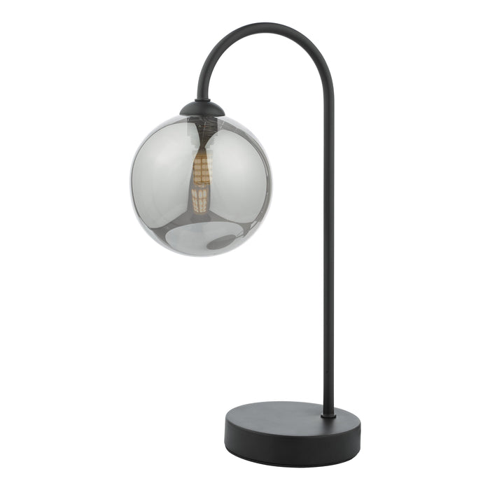 Dar Lighting Eissa 1 Light Touch Table Lamp Matt Black Smoked Glass • EIS4122