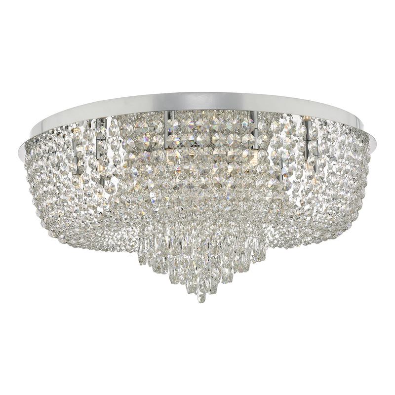Dar Lighting Eitan 12 Light Beaded Flush Clear and Polished Chrome • EIT4808