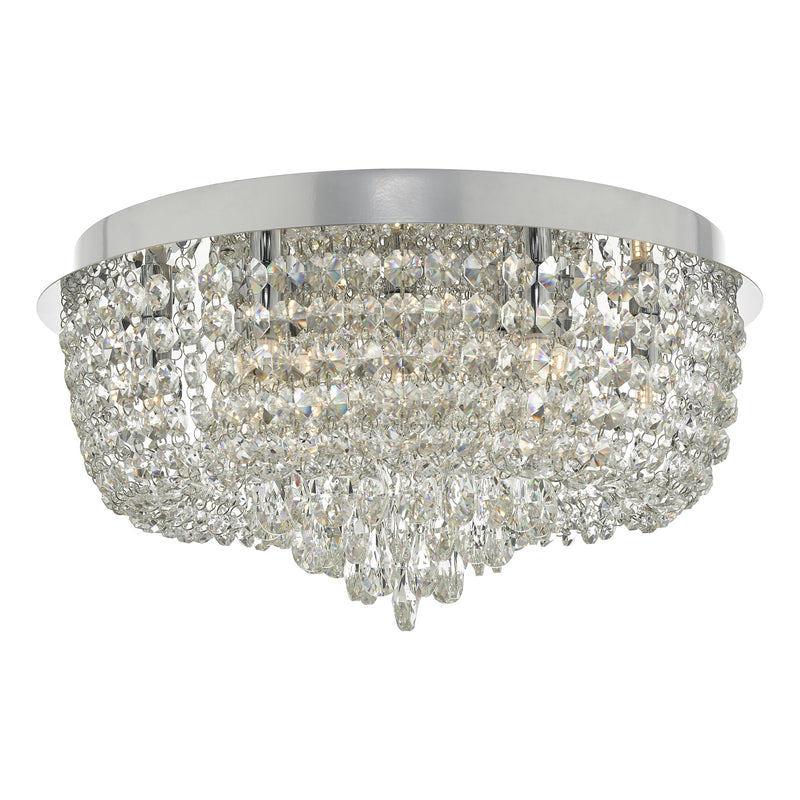 Dar Lighting Eitan 9 Light Beaded Flush Clear and Polished Chrome • EIT5008