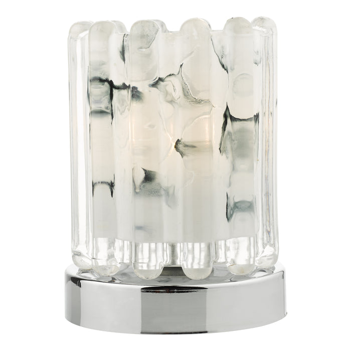 Dar Lighting Elf Touch Table Lamp Polished Chrome With Ribbed Glass • ELF4150