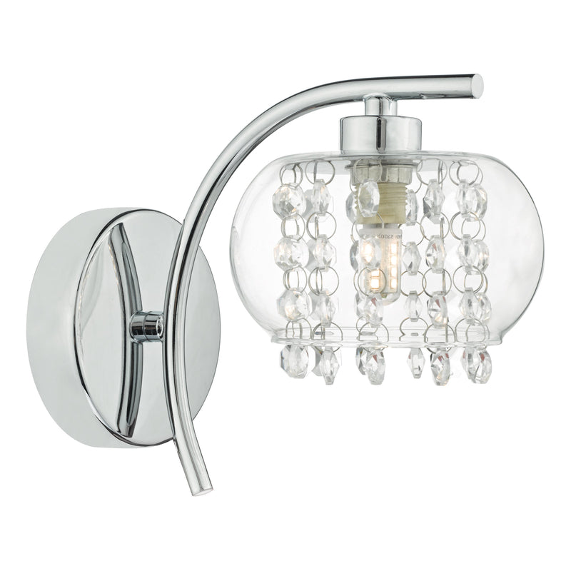 Dar Lighting Elma Wall Light Polished Chrome & Glass • ELM0750