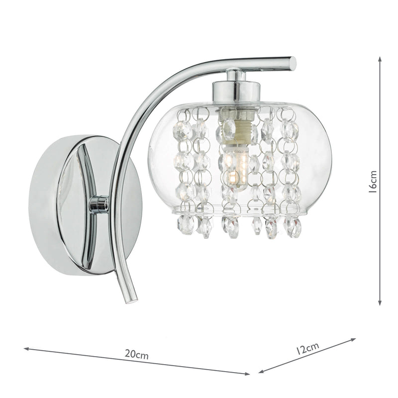Dar Lighting Elma Wall Light Polished Chrome & Glass • ELM0750