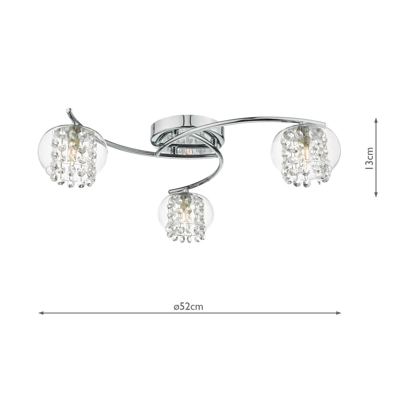 Dar Lighting Elma 3 Light Semi Flush Polished Chrome Glass • ELM5350