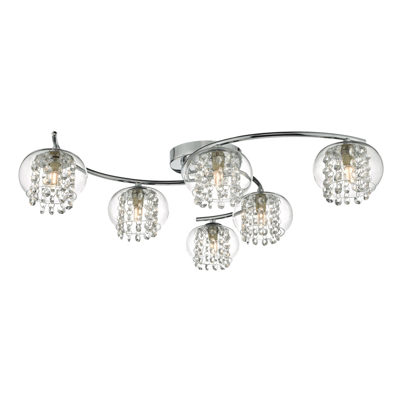 Dar Lighting Elma 6lt Semi Flush Polished Chrome & Crystal • ELM6450