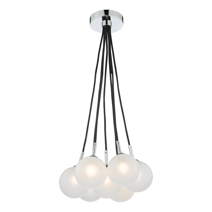 Dar Lighting Elpis 7 Light Cluster Pendant Polished Chrome Opal Glass • ELP342-02