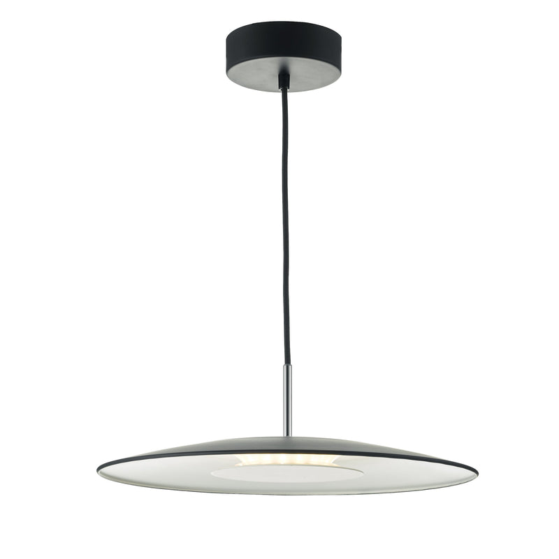 Dar Lighting Enoch Pendant Matt Black & Stainless Steel LED • ENO0122