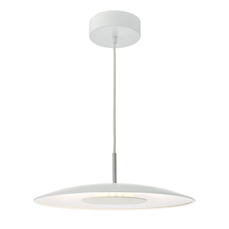 Dar Lighting Enoch Pendant White Stainless Steel LED • ENO012