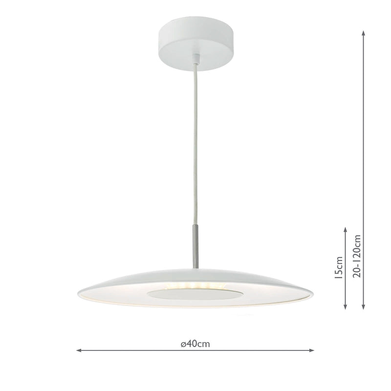 Dar Lighting Enoch Pendant White Stainless Steel LED • ENO012