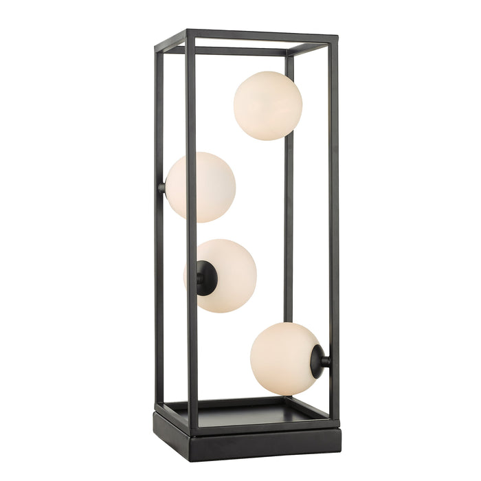 Dar Lighting Ensio 4 Light Table Lamp Matt Black & Opal Glass • ENS4222