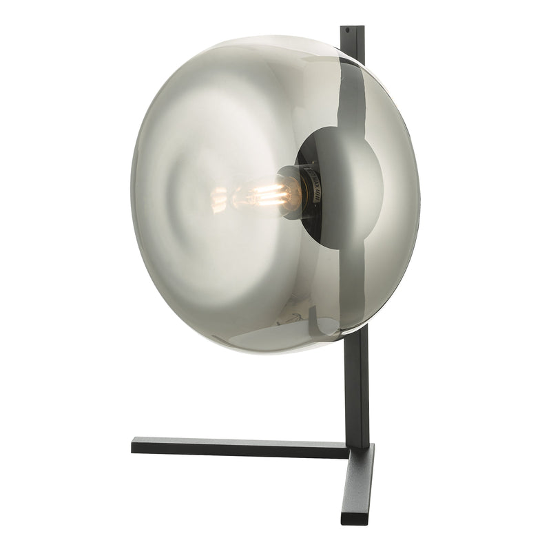 Dar Lighting Erla Table Lamp Smoked Glass And Matt Black • ERL4110