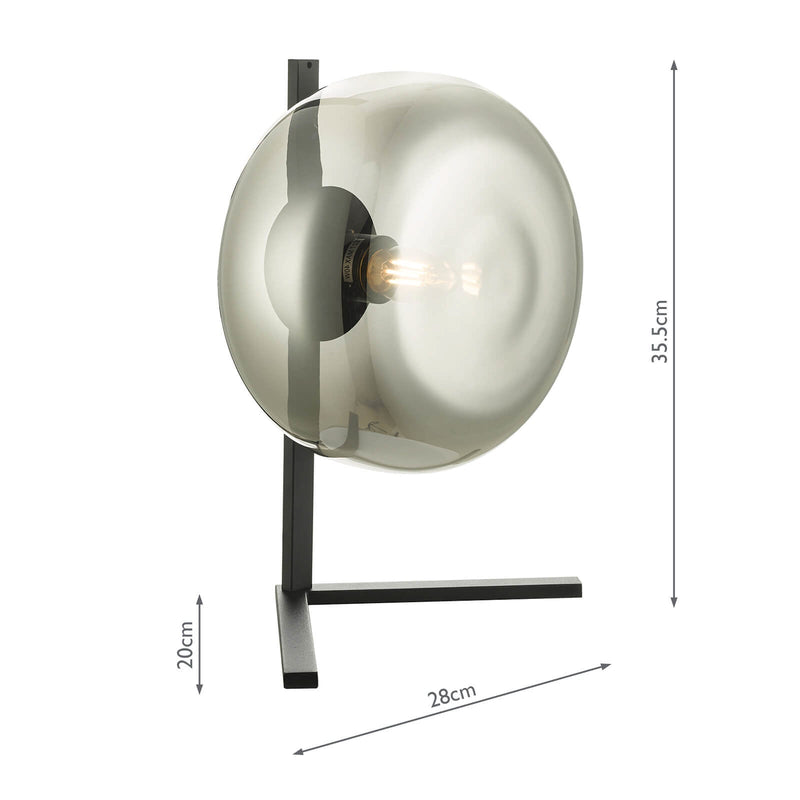 Dar Lighting Erla Table Lamp Smoked Glass And Matt Black • ERL4110