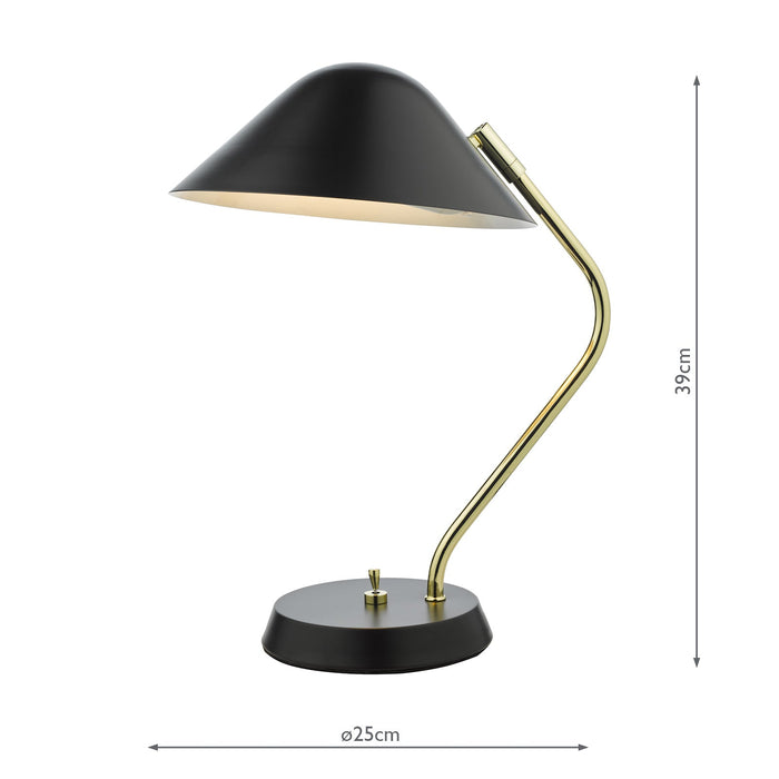 Dar Lighting Erna Task Table Lamp Polished Brass Satin Black • ERN4122