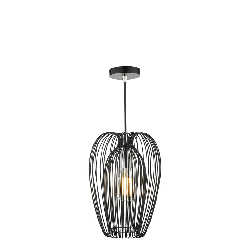 Dar Lighting Ero 1 Light Single Pendant Black And Chrome • ERO0122