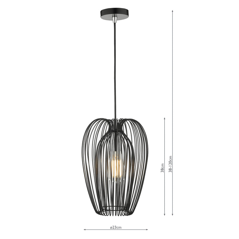 Dar Lighting Ero 1 Light Single Pendant Black And Chrome • ERO0122