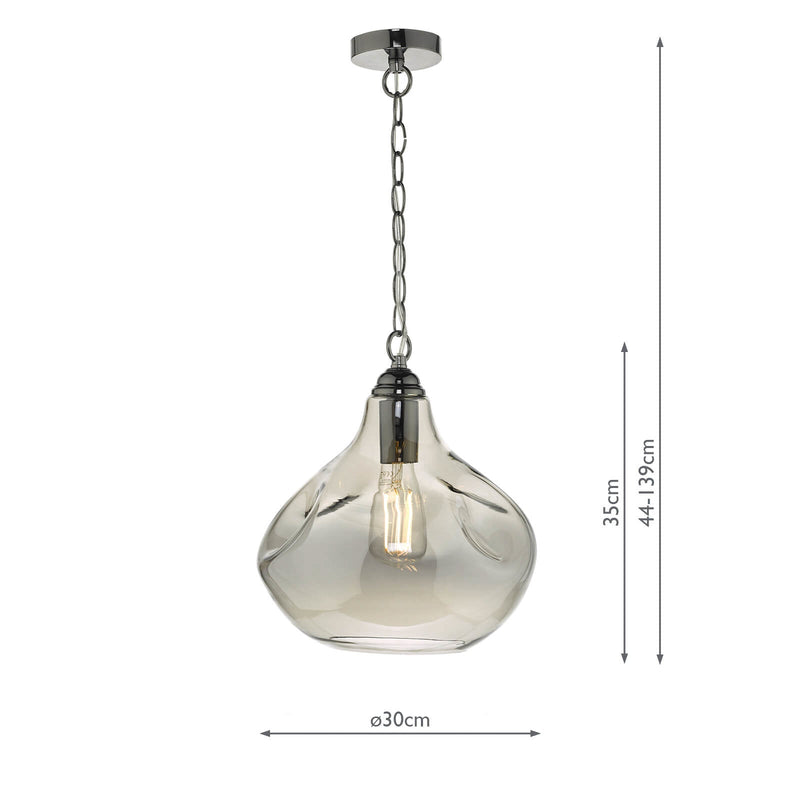 Dar Lighting Esarosa 1 Light Pendant Black Chrome And Smoked Glass • ESA0110