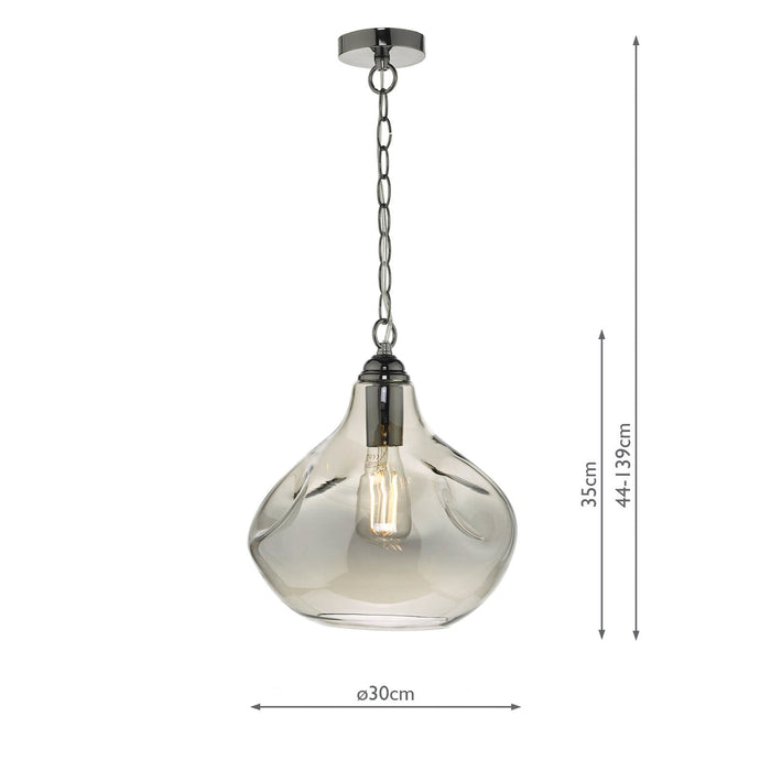 Dar Lighting Esarosa 1 Light Pendant Black Chrome And Smoked Glass • ESA0110