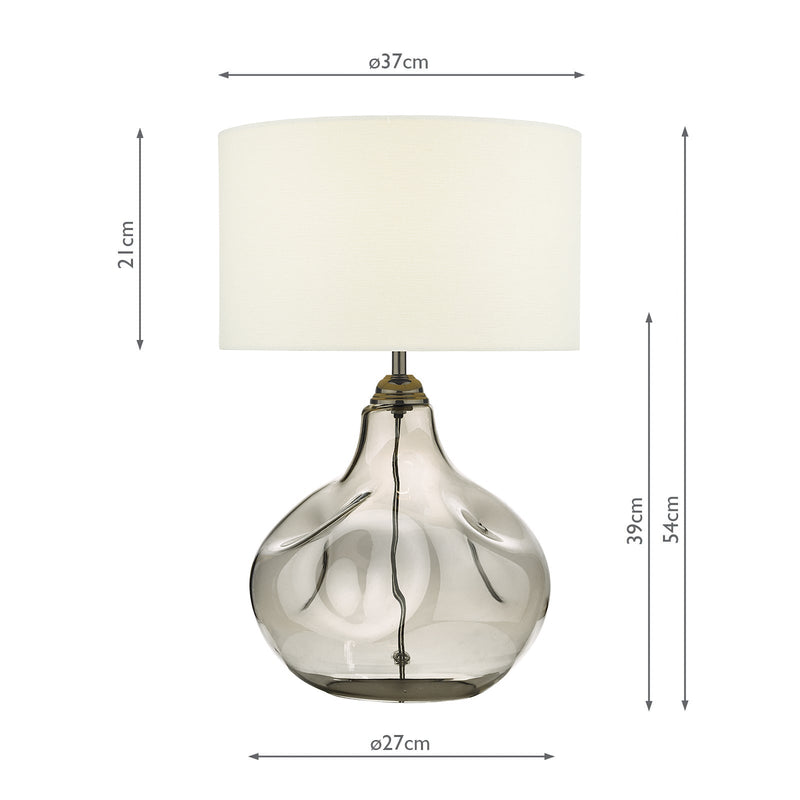Dar Lighting Esarosa Table Lamp Smoked Glass with White Linen Shade • ESA4210