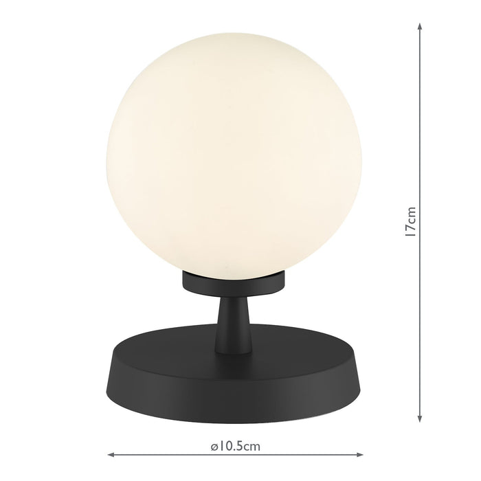 Dar Lighting Esben Touch Table Lamp Matt Black With Opal Glass • ESB4122-02