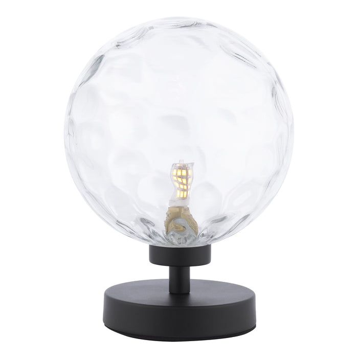 Dar Lighting Esben Table Lamp Matt Black Clear Dimpled 150mm Glass • ESB4122-12