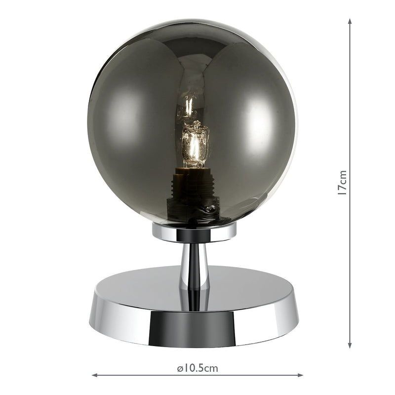 Dar Lighting Esben Touch Table Lamp Polished Chrome With Smoked Glass • ESB4150-01
