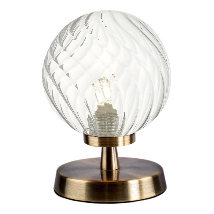 Dar Lighting Esben Touch Table Lamp Antique Brass With Twisted Glass • ESB4175-03